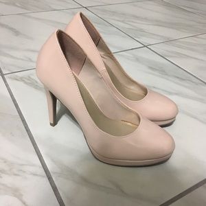 Blush Pink Round Toe Pumps by Fioni